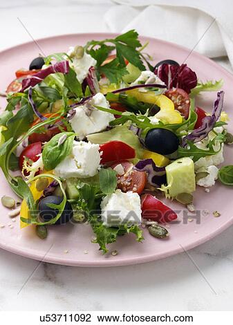 Stock Image - feta cheese salad. Fotosearch