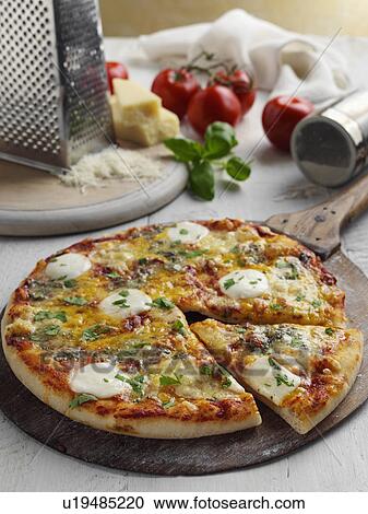 Four cheeses pizza View Large Photo Image Stock Image - Four cheeses pizza. Fotosearch