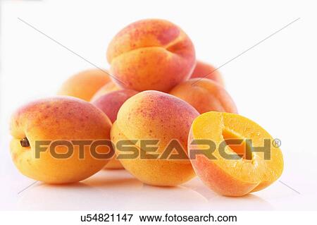 Stock Photo - Group Of Apricots On White Background. Fotosearch