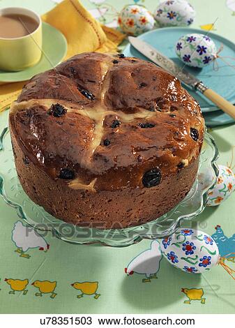 Stock Image - Hot cross cake. Fotosearch