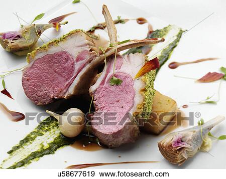 Individual portion of lamb rack View Large Photo Image Stock Photo - Individual portion of lamb rack. Fotosearch