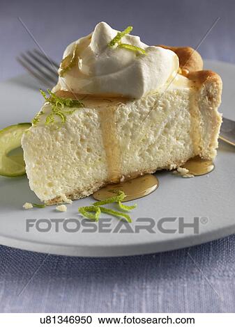 Stock Image - Individual slice of lime chiffon pie. Fotosearch