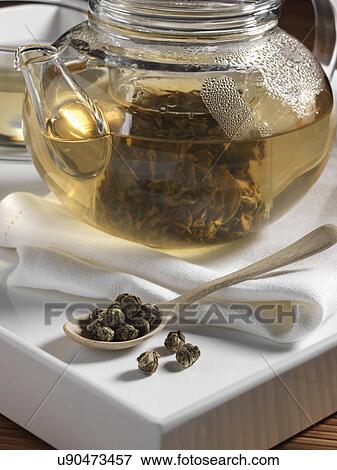 Jasmine Dragon pearls green China tea View Large Photo Image Stock Photo - Jasmine Dragon pearls green China tea. Fotosearch