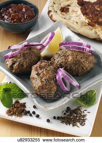 Stock Photography - Lamb Kebabs and spices. Fotosearch
