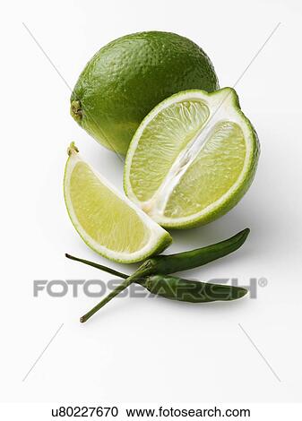 Limes and chillies on a white background View Large Photo Image Stock Image - Limes and chillies on a white background. Fotosearch