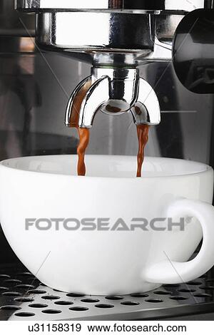 Making Fresh Cappuccino Coffee From Coffee Machine View Large Photo Image Stock Photo - Making Fresh Cappuccino Coffee From Coffee Machine. Fotosearch