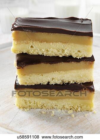 Millionaires shortbread View Large Photo Image Stock Photo - Millionaires shortbread. Fotosearch