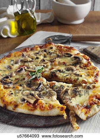 Stock Image - Mushroom pizza. Fotosearch