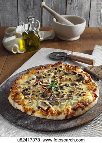 Mushroom pizza View Large Photo Image Stock Photo - Mushroom pizza. Fotosearch