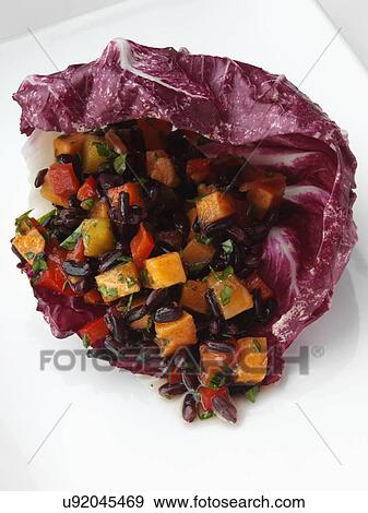 Nanjing rice salad in a raddiccio leaf View Large Photo Image Stock Photo - Nanjing rice salad in a raddiccio leaf. Fotosearch