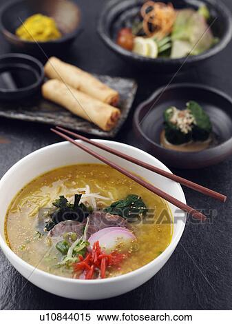 Stock Photography - Noodles spring rolls salad. Fotosearch