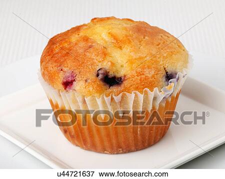 One Mixed Berry Muffin On White Plate View Large Photo Image Stock Photo - One Mixed Berry Muffin On White Plate. Fotosearch