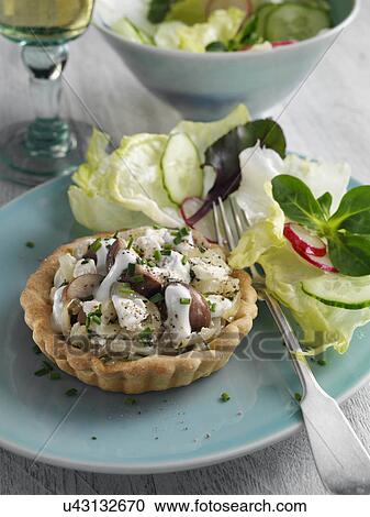 Onion mushroom and feta flan View Large Photo Image Stock Image - Onion mushroom and feta flan. Fotosearch