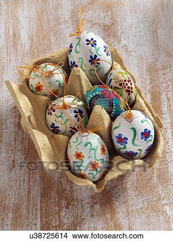 Painted eggs in an egg carton View Large Photo Image Picture - Painted eggs in an egg carton. Fotosearch
