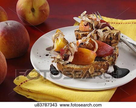 Peaches on toast View Large Photo Image Stock Image - Peaches on toast. Fotosearch