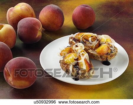 Peaches on toast View Large Photo Image Stock Photograph - Peaches on toast. Fotosearch