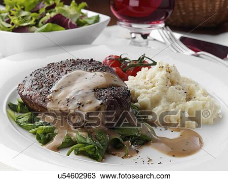 Peppered fillet steak with celeriac puree Marco Pierre White recipe View Large Photo Image Stock Image - Peppered fillet steak with celeriac puree Marco Pierre White recipe. Fotosearch