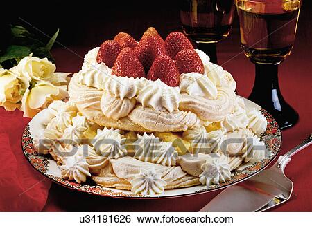 Pineapple And Strawberry Pavlova, Meringue Dessert With Strawberries, Pineapples And Fresh Whiped Cream, On Red Tabletop View Large Photo Image Stock Photograph - Pineapple And Strawberry Pavlova, Meringue Dessert With Strawberries, Pineapples And Fresh Whiped Cream, On Red Tabletop. Fotosearch