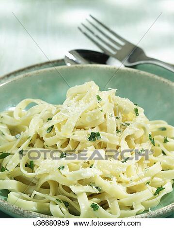 Plate Of Fettuccine With Herbs View Large Photo Image Stock Photo - Plate Of Fettuccine With Herbs. Fotosearch