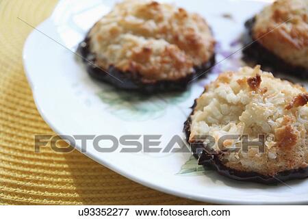 Plate Of Homemade Coconut Macaroons View Large Photo Image Stock Photo - Plate Of Homemade Coconut Macaroons. Fotosearch