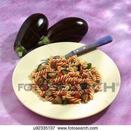 Plate Of Homemade Eliche With Aubergine View Large Photo Image Stock Photo - Plate Of Homemade Eliche With Aubergine. Fotosearch