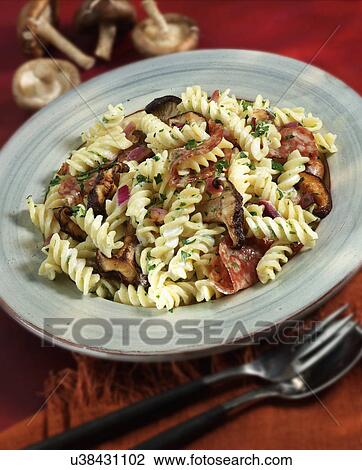 Plate Of Homemade Eliche With Mushrooms And Salami View Large Photo Image Stock Image - Plate Of Homemade Eliche With Mushrooms And Salami. Fotosearch