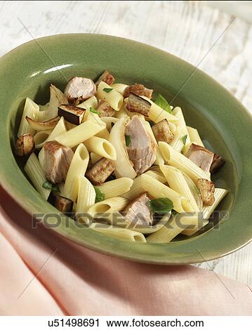 Stock Image - Plate Of Homemade Penne With Tuna. Fotosearch