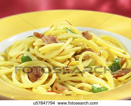 Plate Of Homemade Saffron Spaghetti View Large Photo Image Picture - Plate Of Homemade Saffron Spaghetti. Fotosearch