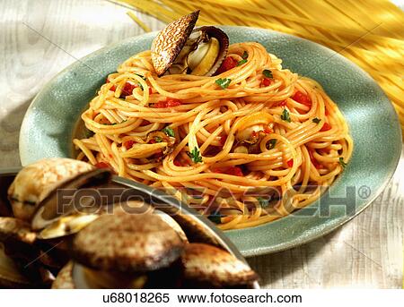 Plate Of Homemade Spaghetti With Clams View Large Photo Image Stock Photography - Plate Of Homemade Spaghetti With Clams. Fotosearch