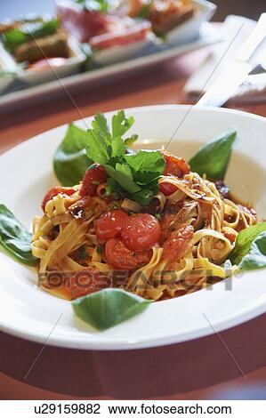 Plate Of Tagliatelli With Tomato and Herbs View Large Photo Image Stock Image - Plate Of Tagliatelli With Tomato and Herbs. Fotosearch