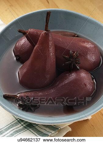 Port poached pears View Large Photo Image Stock Photo - Port poached pears. Fotosearch