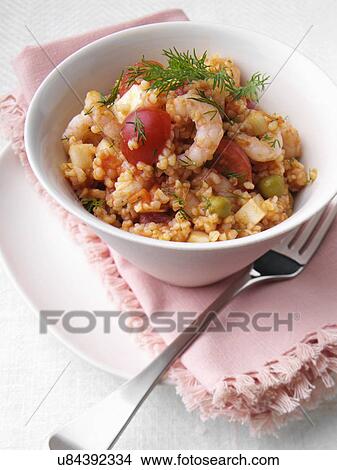 Prawn bulgur View Large Photo Image Picture - Prawn bulgur. Fotosearch