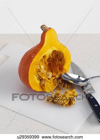 Pumpkin cut open View Large Photo Image Stock Photo - Pumpkin cut open. Fotosearch