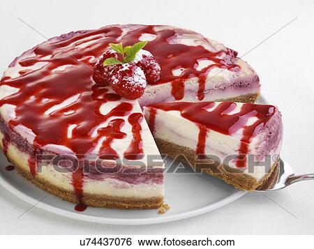 Stock Photograph - Raspberry cheesecake. Fotosearch