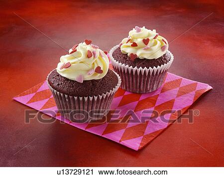Stock Image - Red Velvet cupcakes. Fotosearch