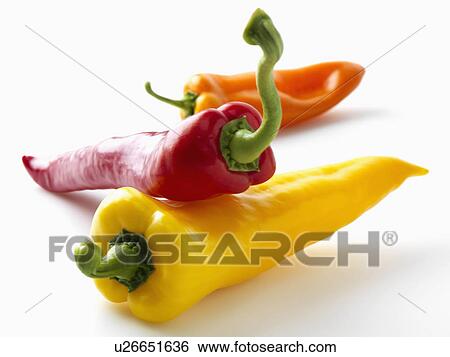 Red yellow orange sweet peppers on a white background View Large Photo Image Stock Photograph - Red yellow orange sweet peppers on a white background. Fotosearch