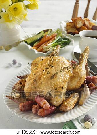 Stock Image - Roast chicken. Fotosearch