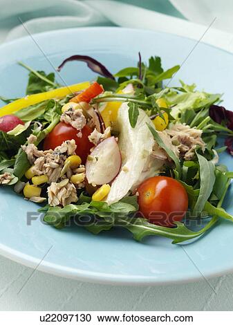 Stock Image - Salmon salad. Fotosearch