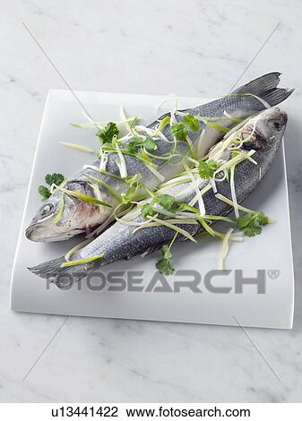 Sea bass cooked in foil with ginger and spring onions View Large Photo Image Stock Image - Sea bass cooked in foil with ginger and spring onions. Fotosearch