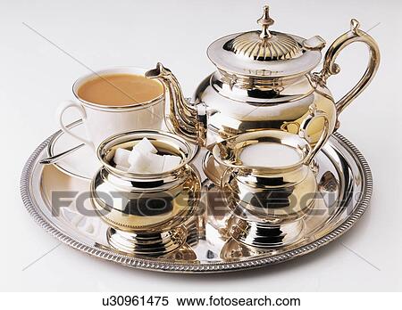 Silver tea set View Large Photo Image Stock Photography - Silver tea set. Fotosearch