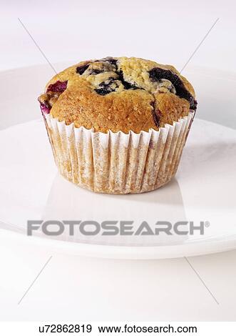 Single Blueberry Muffin On White Plate View Large Photo Image Stock Photo - Single Blueberry Muffin On White Plate. Fotosearch