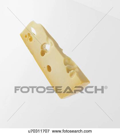 Stock Photo - Slice Of Gruyere Cheese On White Background. Fotosearch