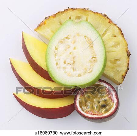 Sliced Tropical Fruit On White Background View Large Photo Image Stock Image - Sliced Tropical Fruit On White Background. Fotosearch