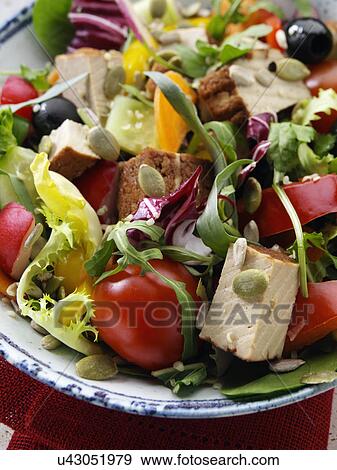 Stock Photo - Smoked tofu salad. Fotosearch