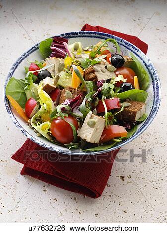 Smoked tofu salad View Large Photo Image Stock Photograph - Smoked tofu salad. Fotosearch