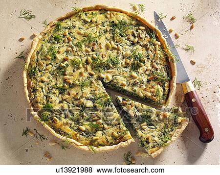 Spinach ricotta quiche View Large Photo Image Stock Photo - Spinach ricotta quiche . Fotosearch