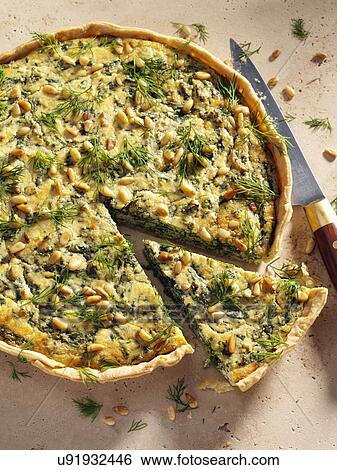 Spinach ricotta quiche View Large Photo Image Stock Photograph - Spinach ricotta quiche . Fotosearch