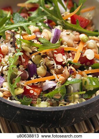 Stock Image - Sprouting bean salad. Fotosearch