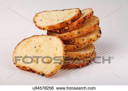 Stock Photograph - Stack Of Bagel Chips On White. Fotosearch