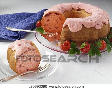 Strawberry bundt cake glazed View Large Photo Image Stock Image - Strawberry bundt cake glazed. Fotosearch